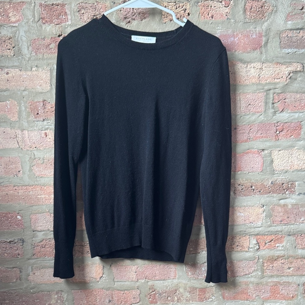 Everlane Slim Black Cashmere Crew Neck Sweater